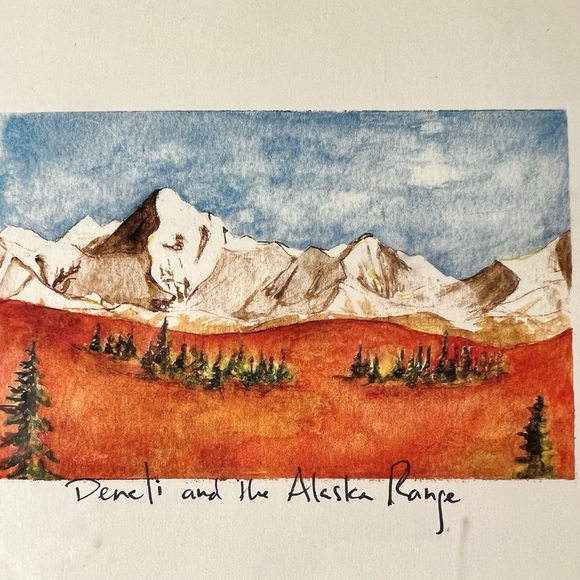 Print of the Alaska Range and Denali w/moose antler shed - Picture 2 of 3